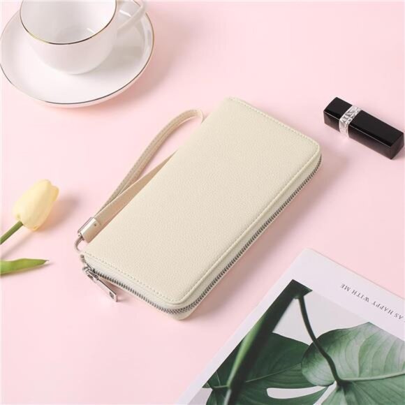 New Womens Wallet RFID Blocking Leather Zip Around Wallet Large Capacity - Picture 3 of 6